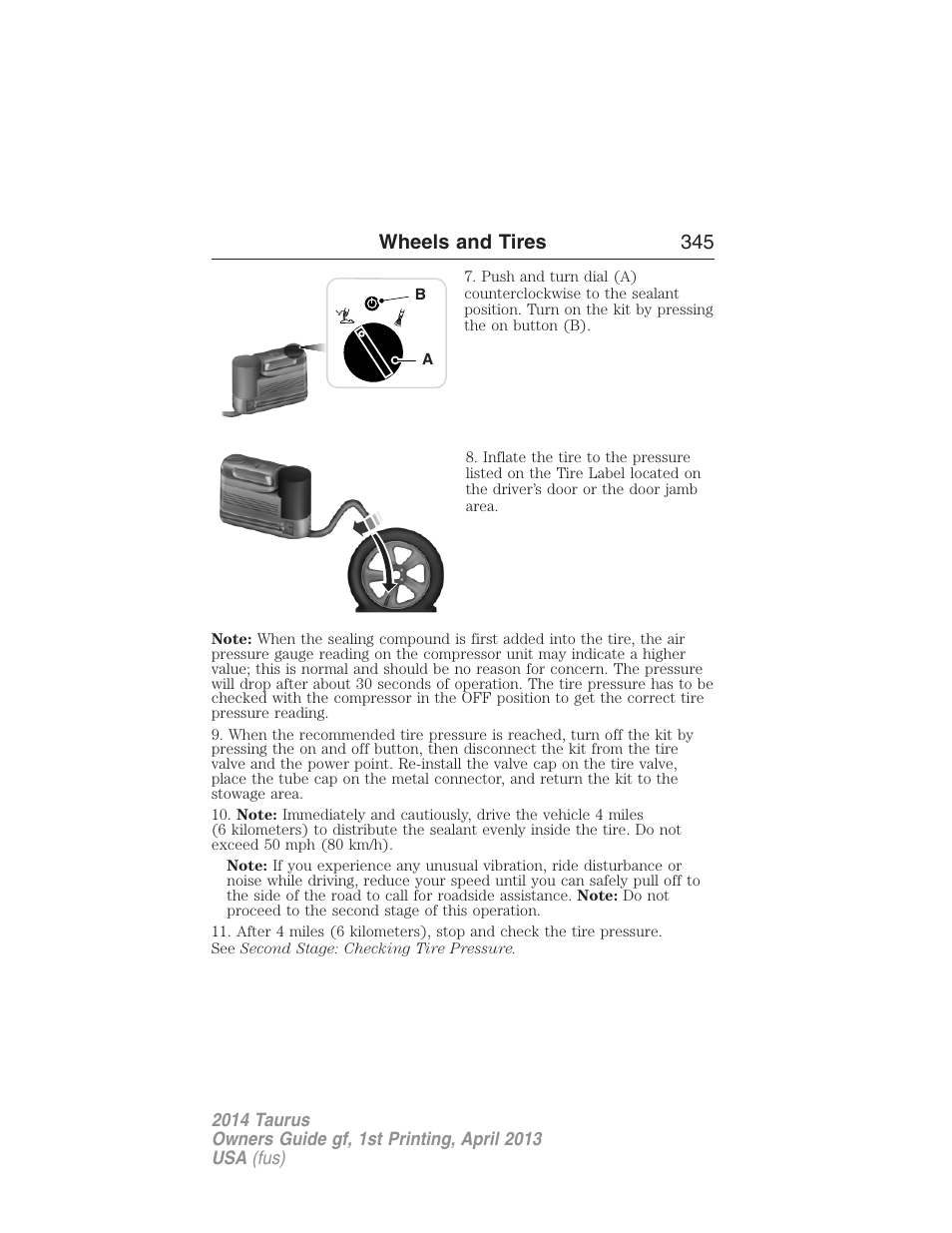 Wheels and tires 345 | FORD 2014 Taurus v.1 User Manual | Page 346 / 550