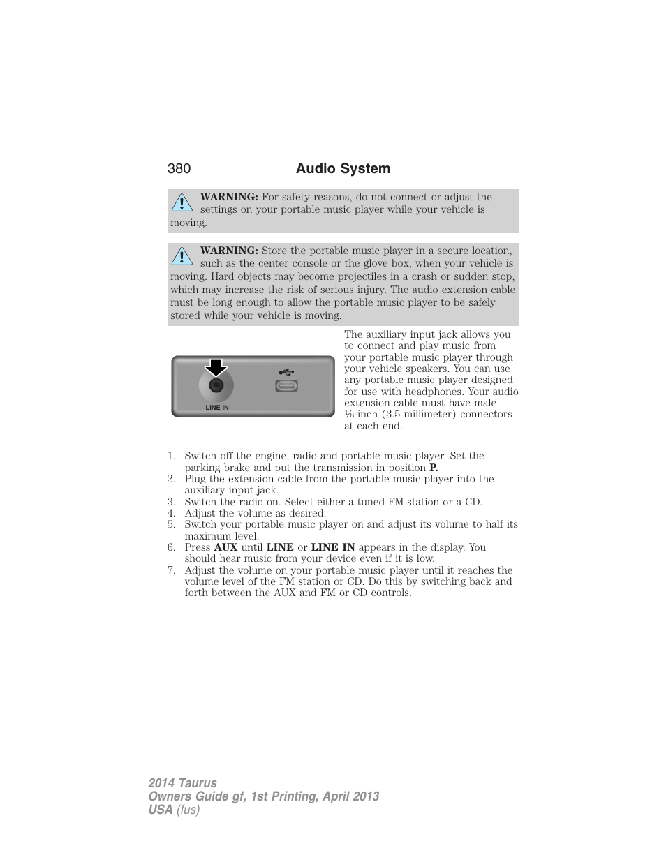 380 audio system | FORD 2014 Taurus v.1 User Manual | Page 381 / 550