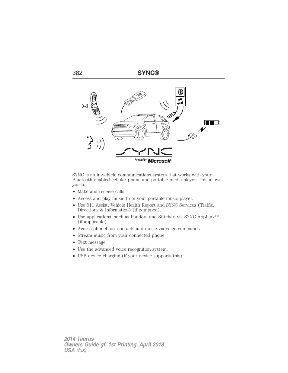 Sync | FORD 2014 Taurus v.1 User Manual | Page 383 / 550