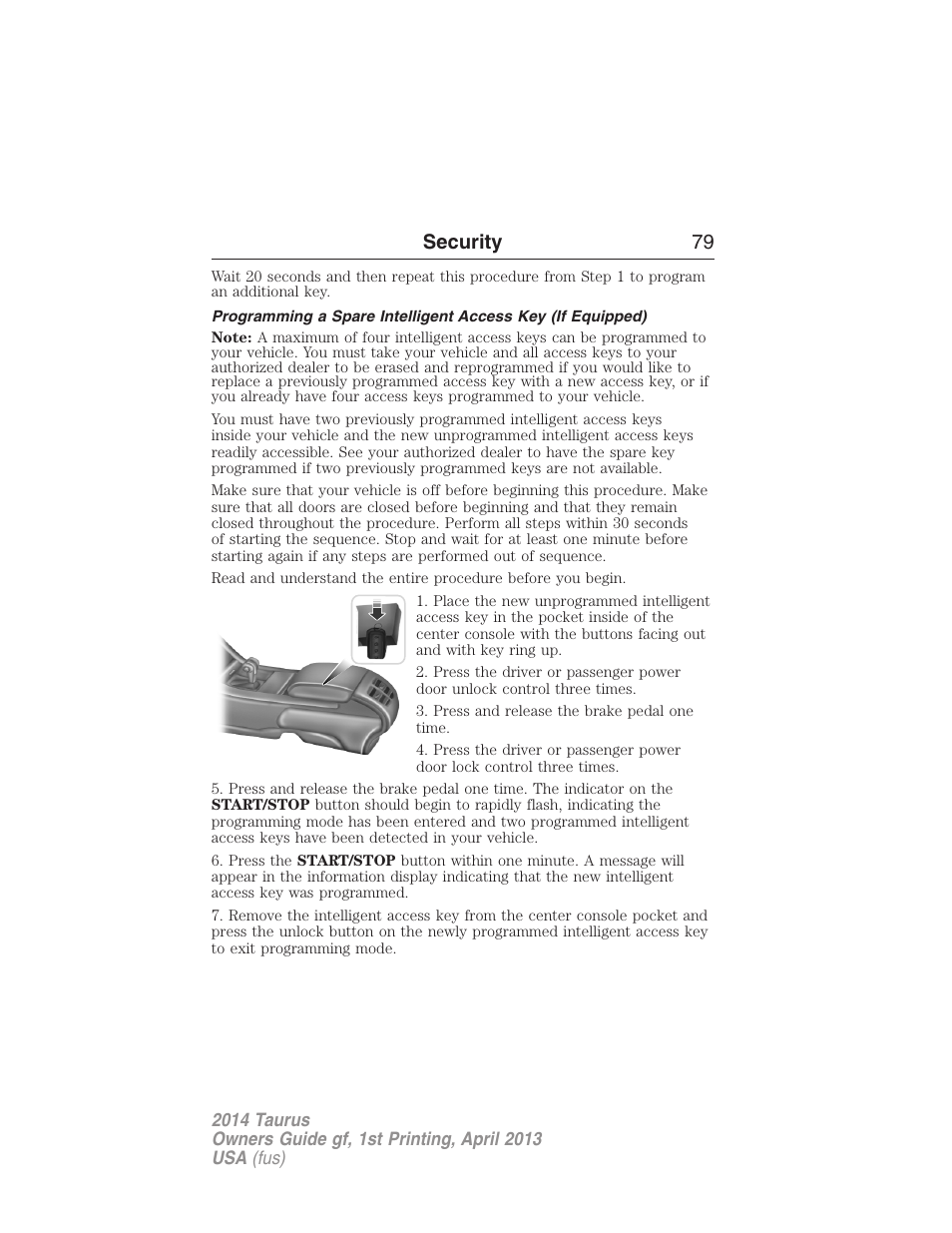 Security 79 | FORD 2014 Taurus v.1 User Manual | Page 80 / 550