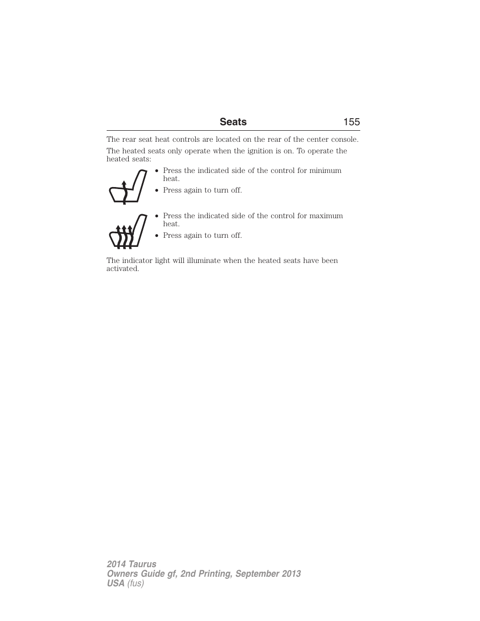 Seats 155 | FORD 2014 Taurus v.2 User Manual | Page 156 / 554