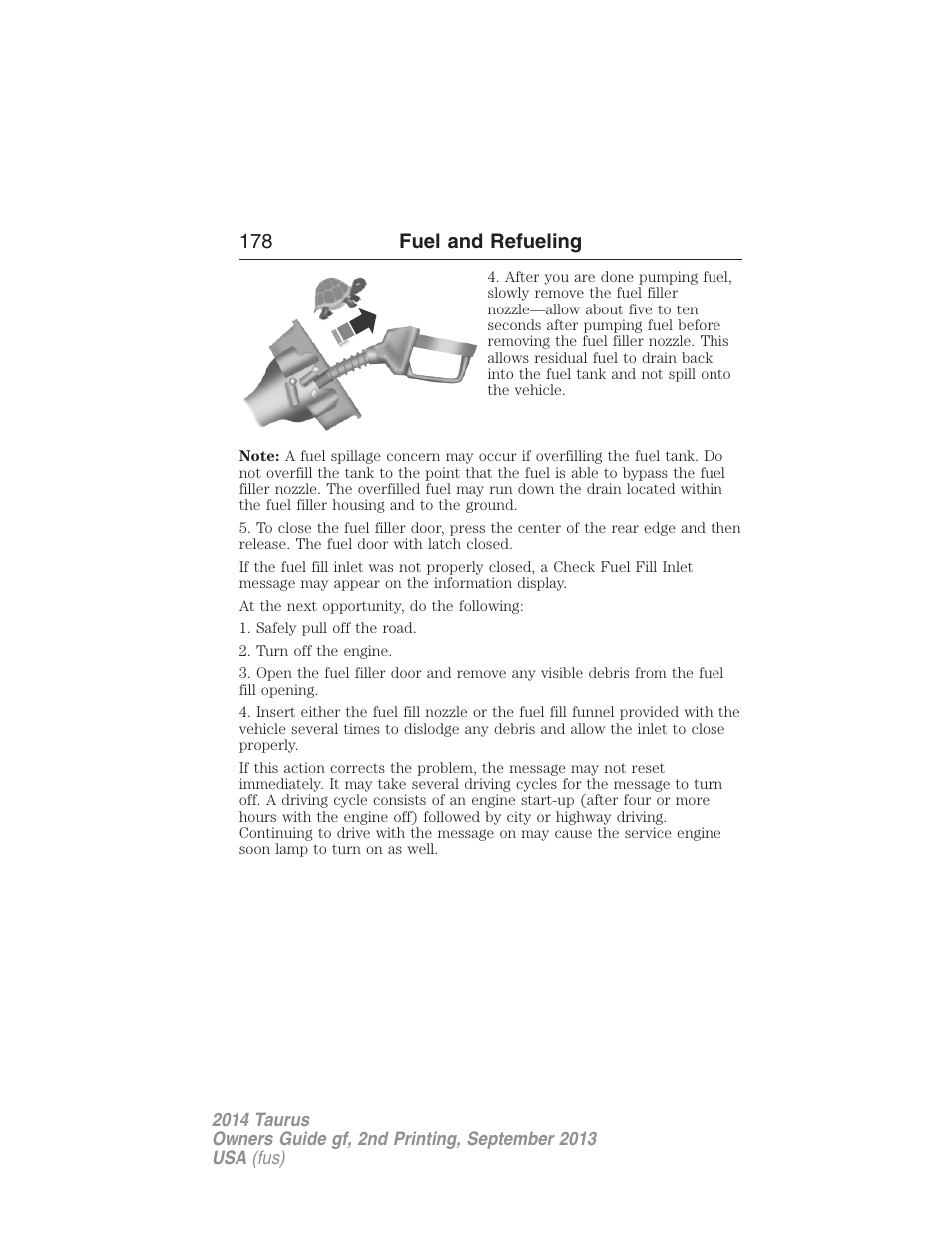 178 fuel and refueling | FORD 2014 Taurus v.2 User Manual | Page 179 / 554