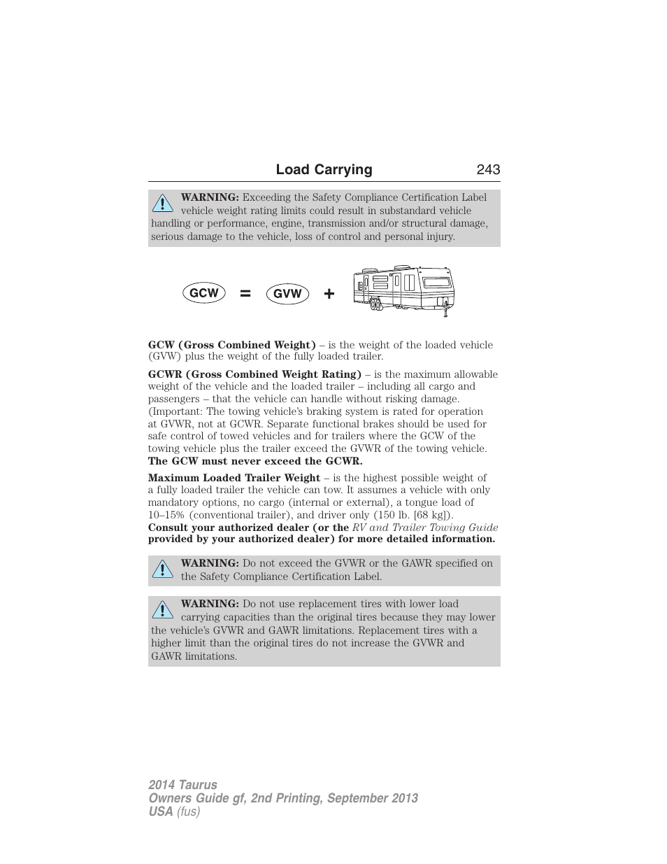 Load carrying 243 | FORD 2014 Taurus v.2 User Manual | Page 244 / 554