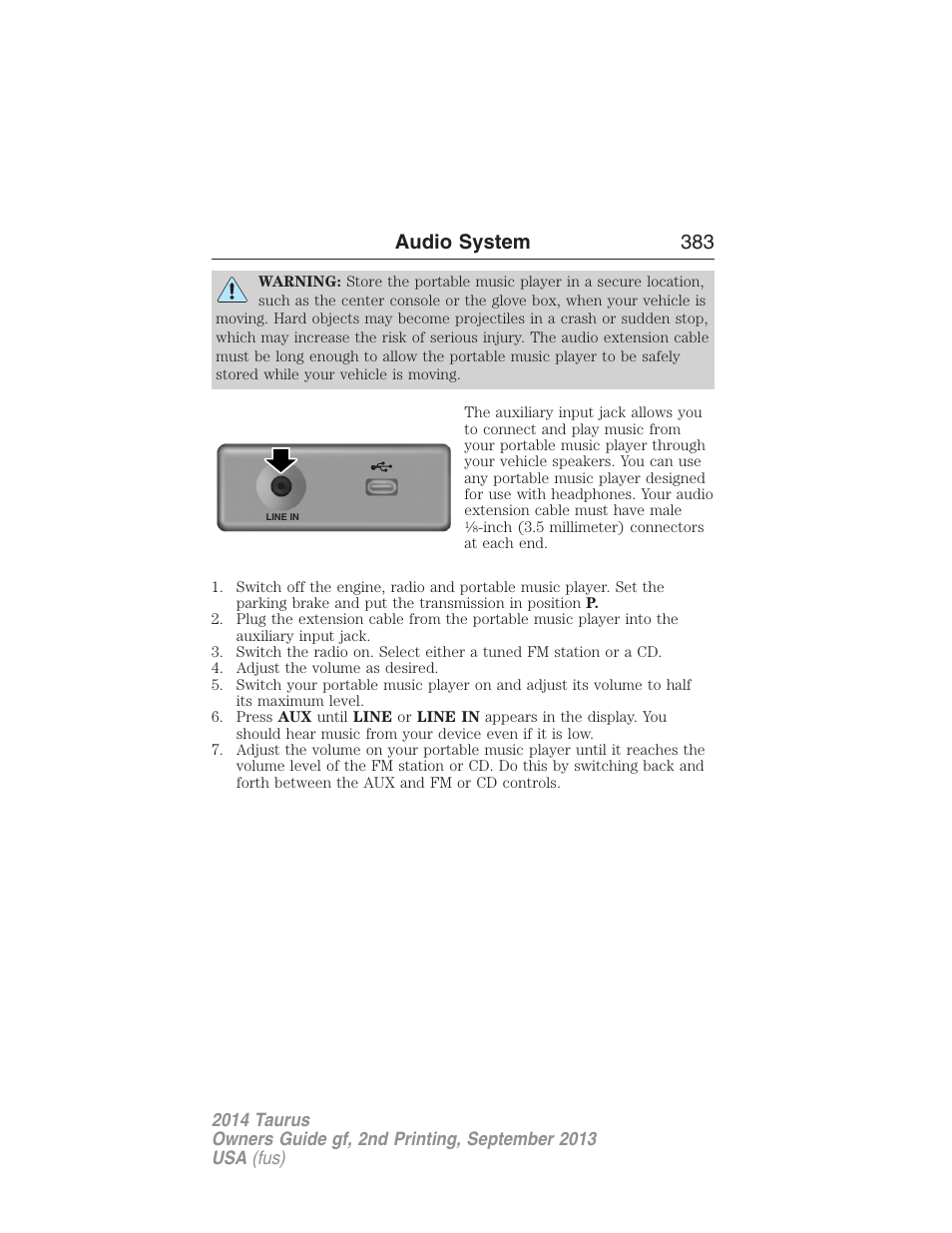 Audio system 383 | FORD 2014 Taurus v.2 User Manual | Page 384 / 554