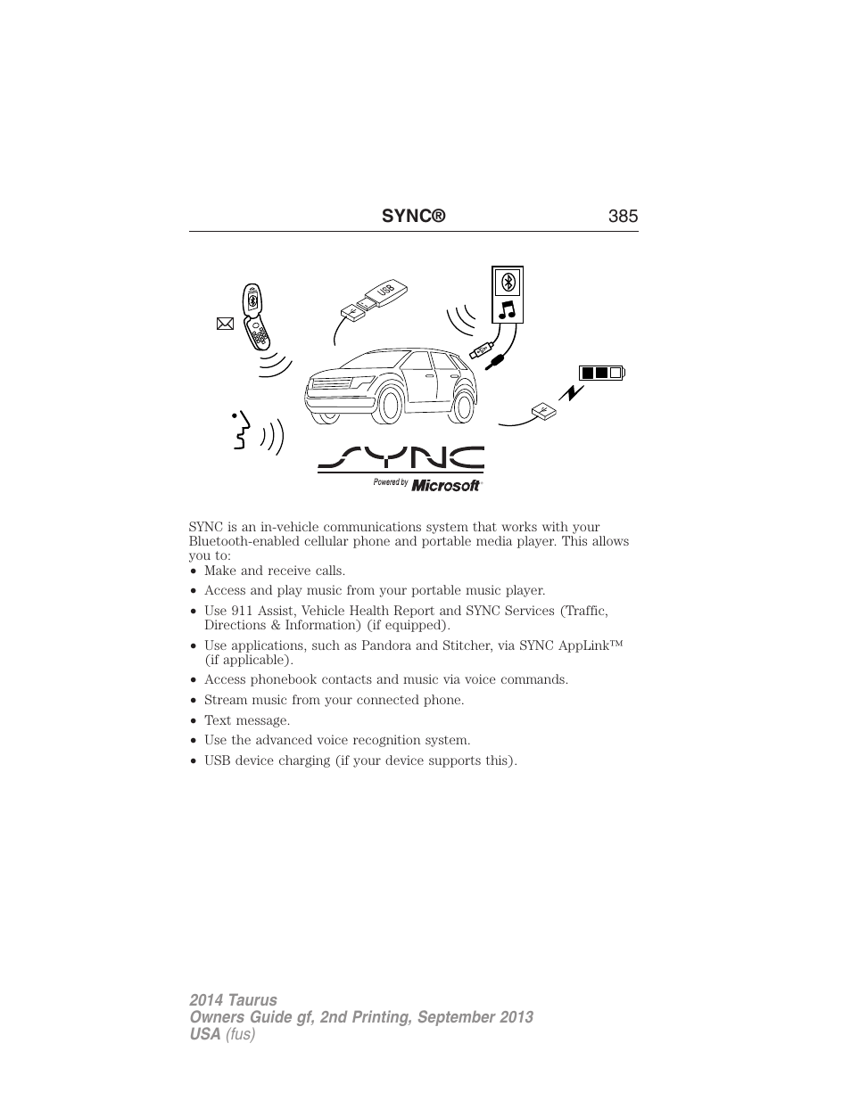 Sync, Sync® 385 | FORD 2014 Taurus v.2 User Manual | Page 386 / 554