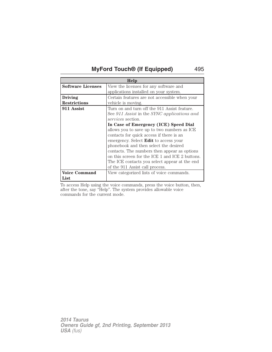 Myford touch® (if equipped) 495 | FORD 2014 Taurus v.2 User Manual | Page 496 / 554