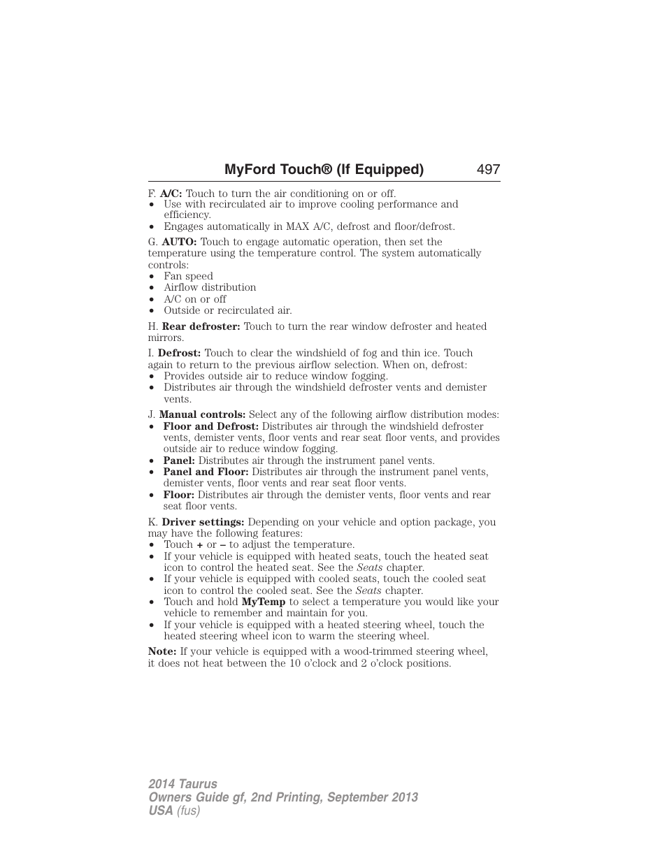 Myford touch® (if equipped) 497 | FORD 2014 Taurus v.2 User Manual | Page 498 / 554