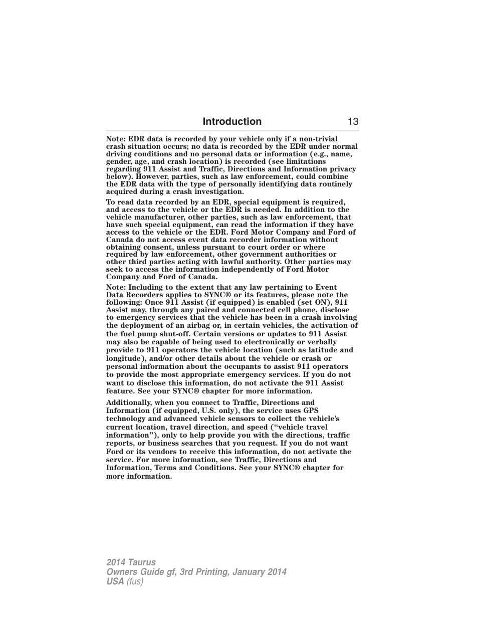 FORD 2014 Taurus v.3 User Manual | Page 14 / 553