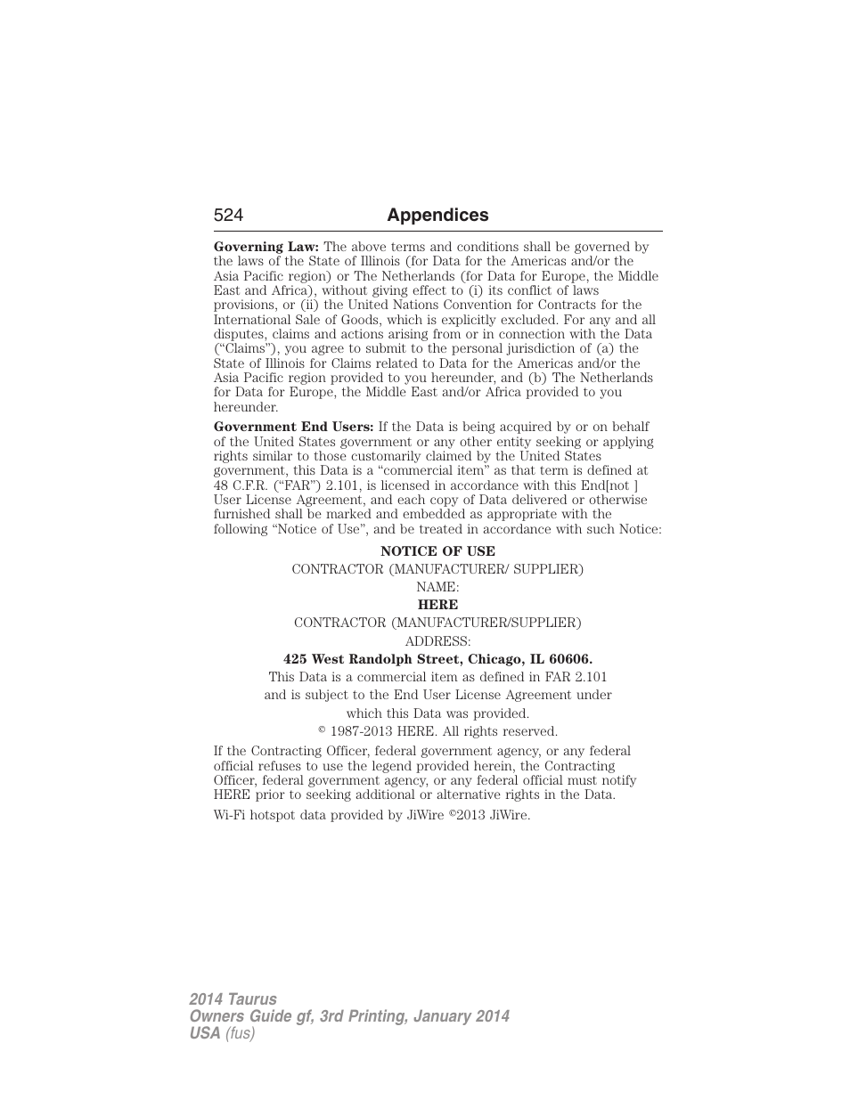 524 appendices | FORD 2014 Taurus v.3 User Manual | Page 525 / 553