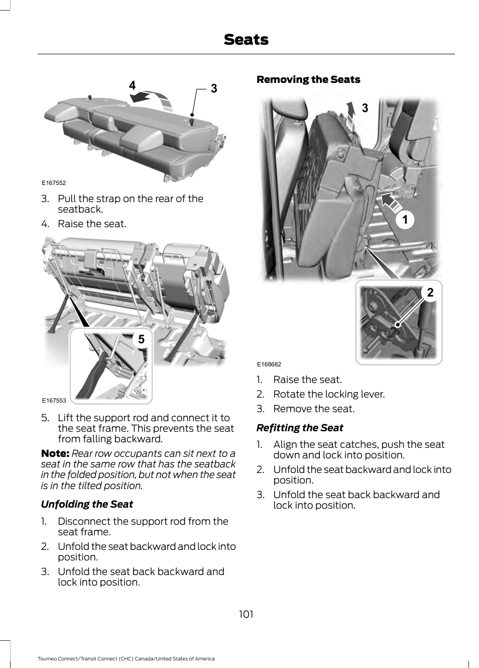 Seats | FORD 2014 Transit Connect v.1 User Manual | Page 104 / 401