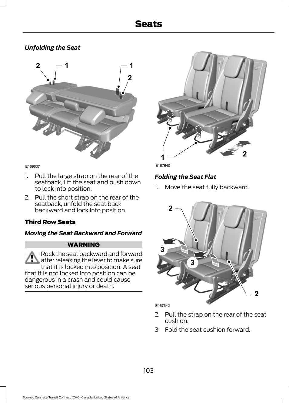 Seats | FORD 2014 Transit Connect v.1 User Manual | Page 106 / 401