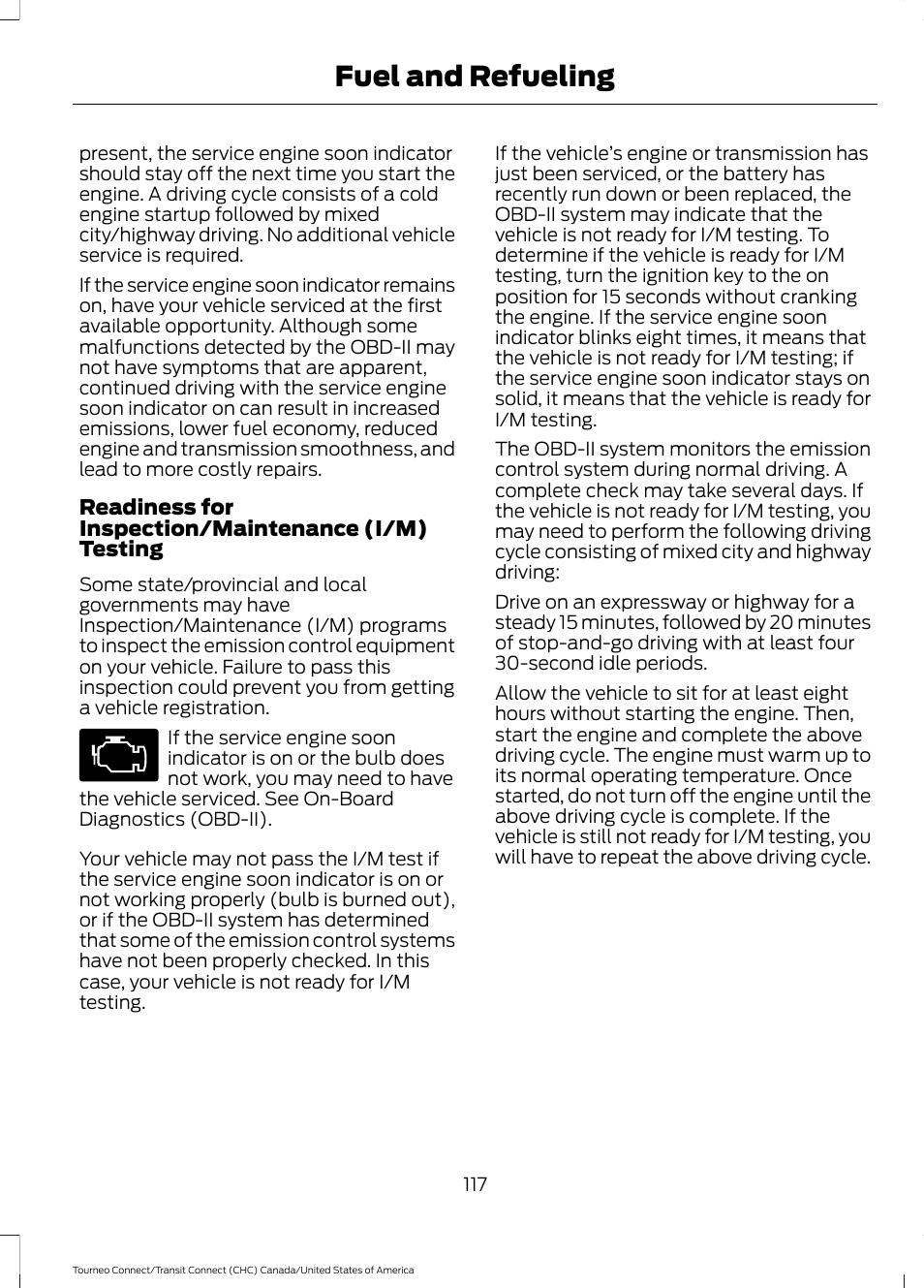 Fuel and refueling | FORD 2014 Transit Connect v.1 User Manual | Page 120 / 401