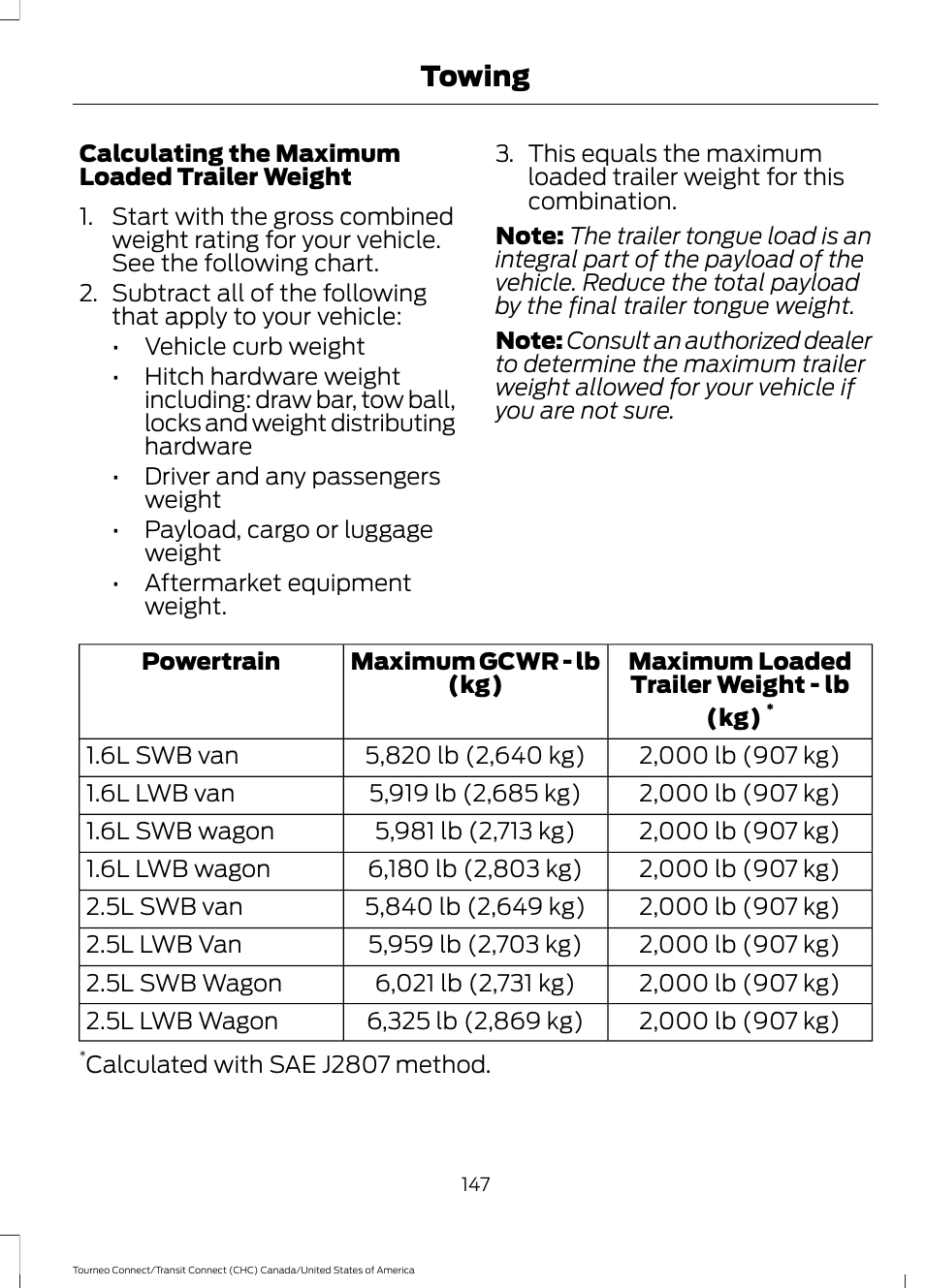 Towing | FORD 2014 Transit Connect v.1 User Manual | Page 150 / 401