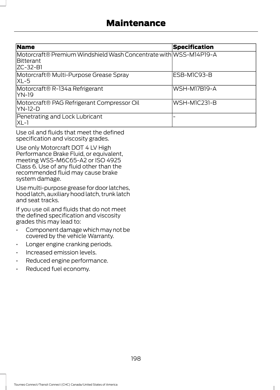 Maintenance | FORD 2014 Transit Connect v.1 User Manual | Page 201 / 401