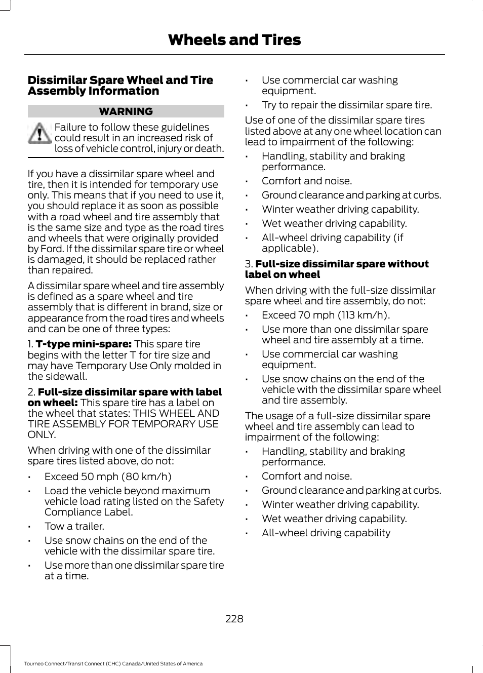 Wheels and tires | FORD 2014 Transit Connect v.1 User Manual | Page 231 / 401