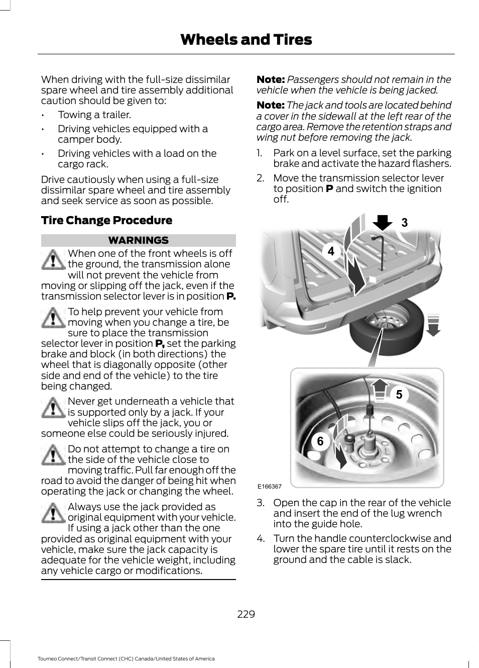 Wheels and tires | FORD 2014 Transit Connect v.1 User Manual | Page 232 / 401