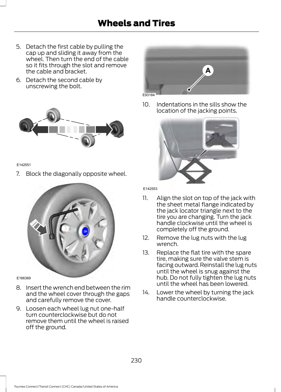 Wheels and tires | FORD 2014 Transit Connect v.1 User Manual | Page 233 / 401