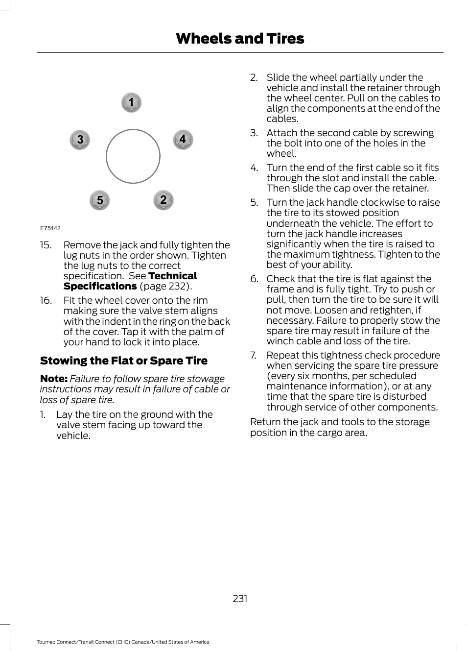 Wheels and tires | FORD 2014 Transit Connect v.1 User Manual | Page 234 / 401