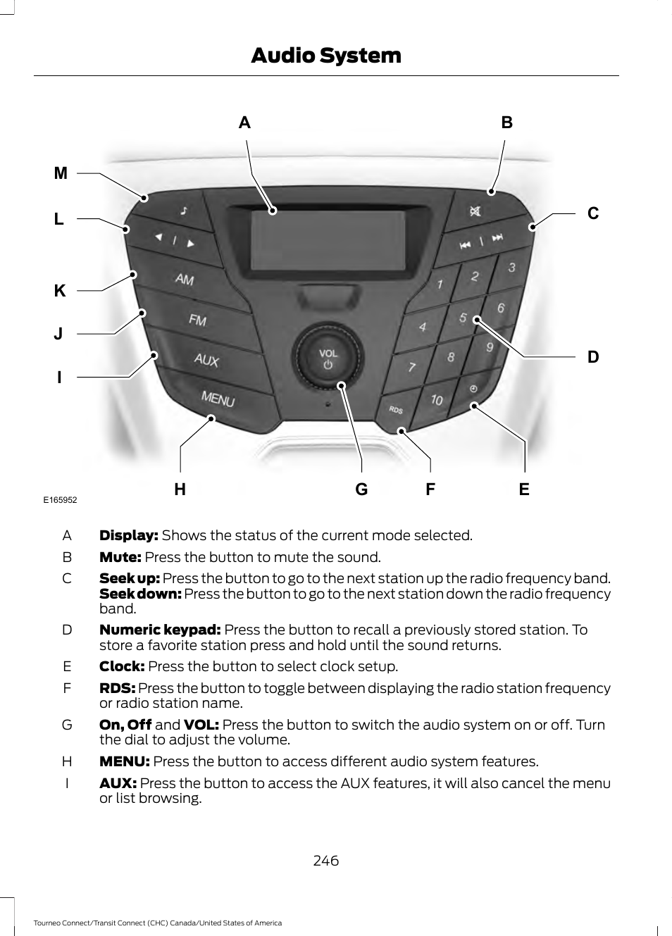 Audio system | FORD 2014 Transit Connect v.1 User Manual | Page 249 / 401