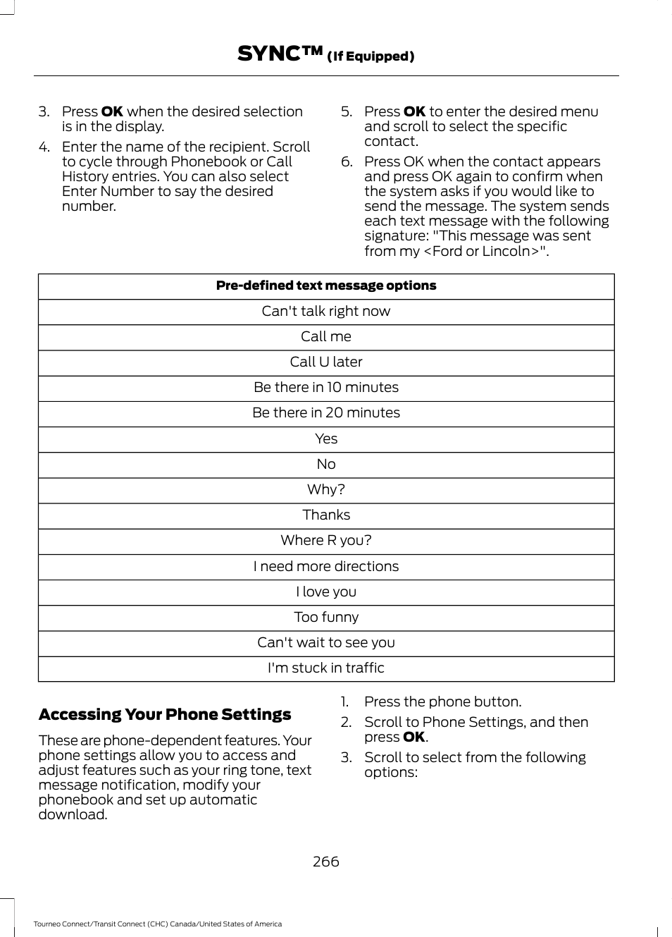 Sync | FORD 2014 Transit Connect v.1 User Manual | Page 269 / 401