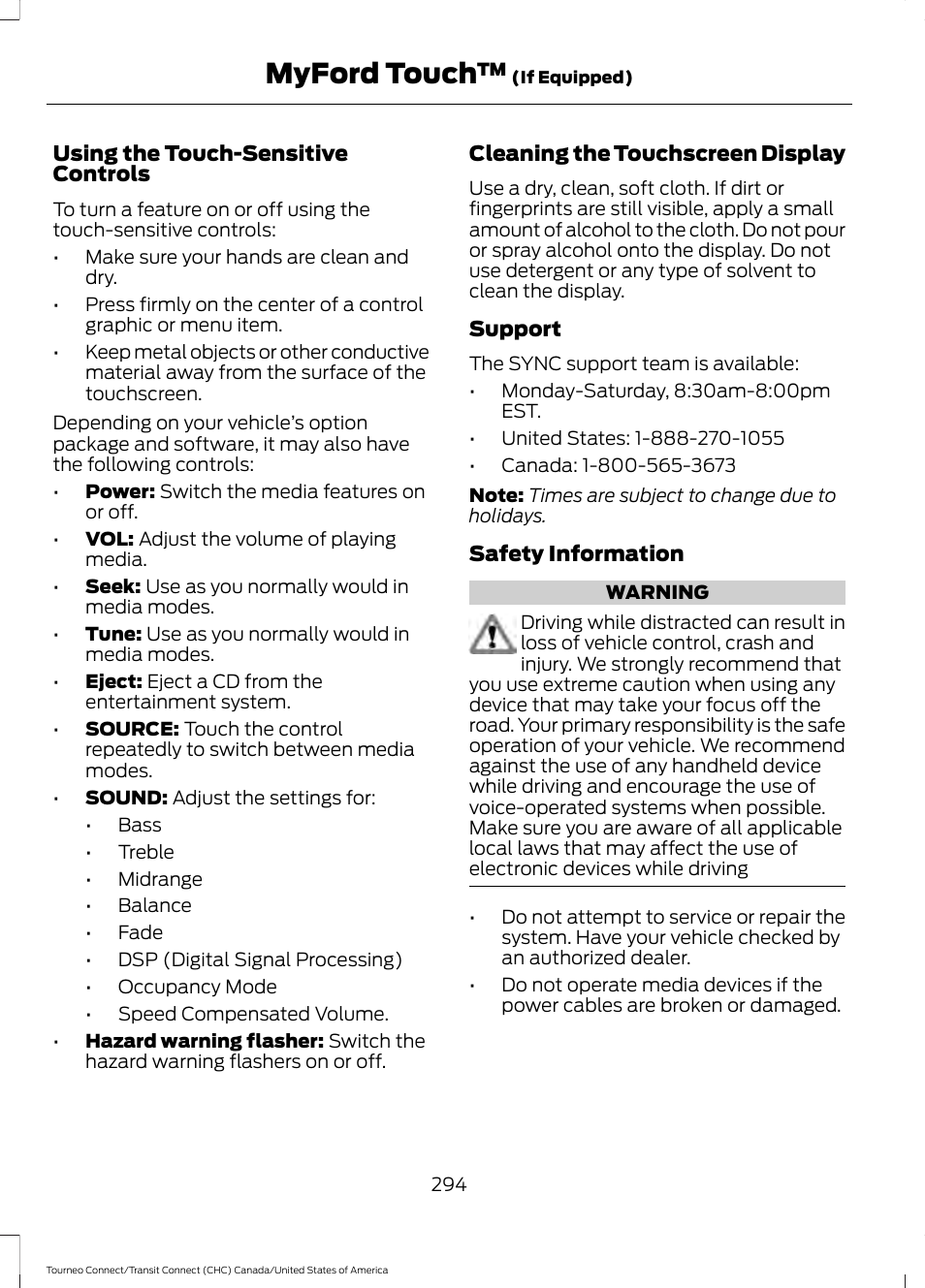 Myford touch | FORD 2014 Transit Connect v.1 User Manual | Page 297 / 401