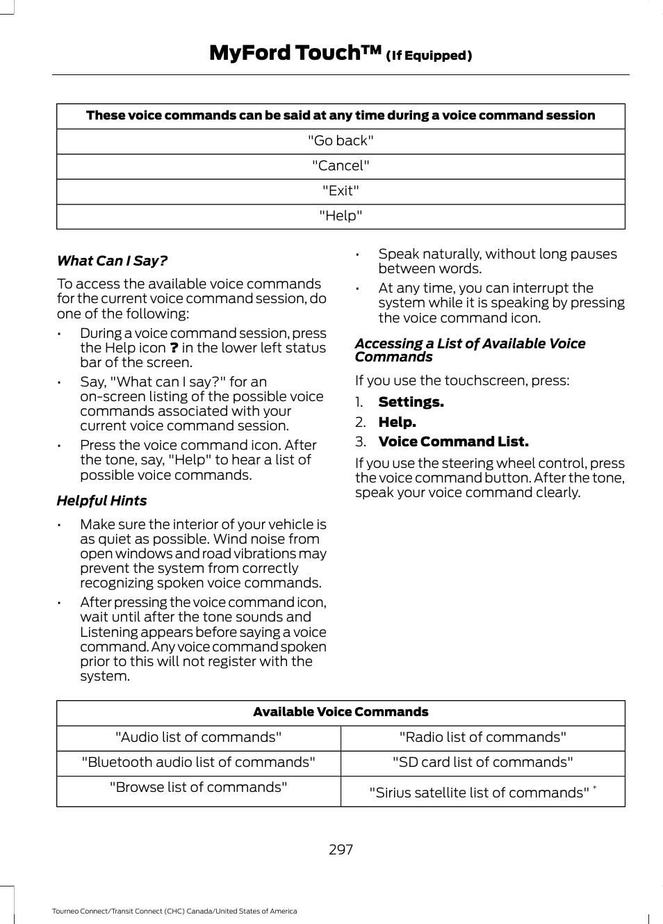 Myford touch | FORD 2014 Transit Connect v.1 User Manual | Page 300 / 401