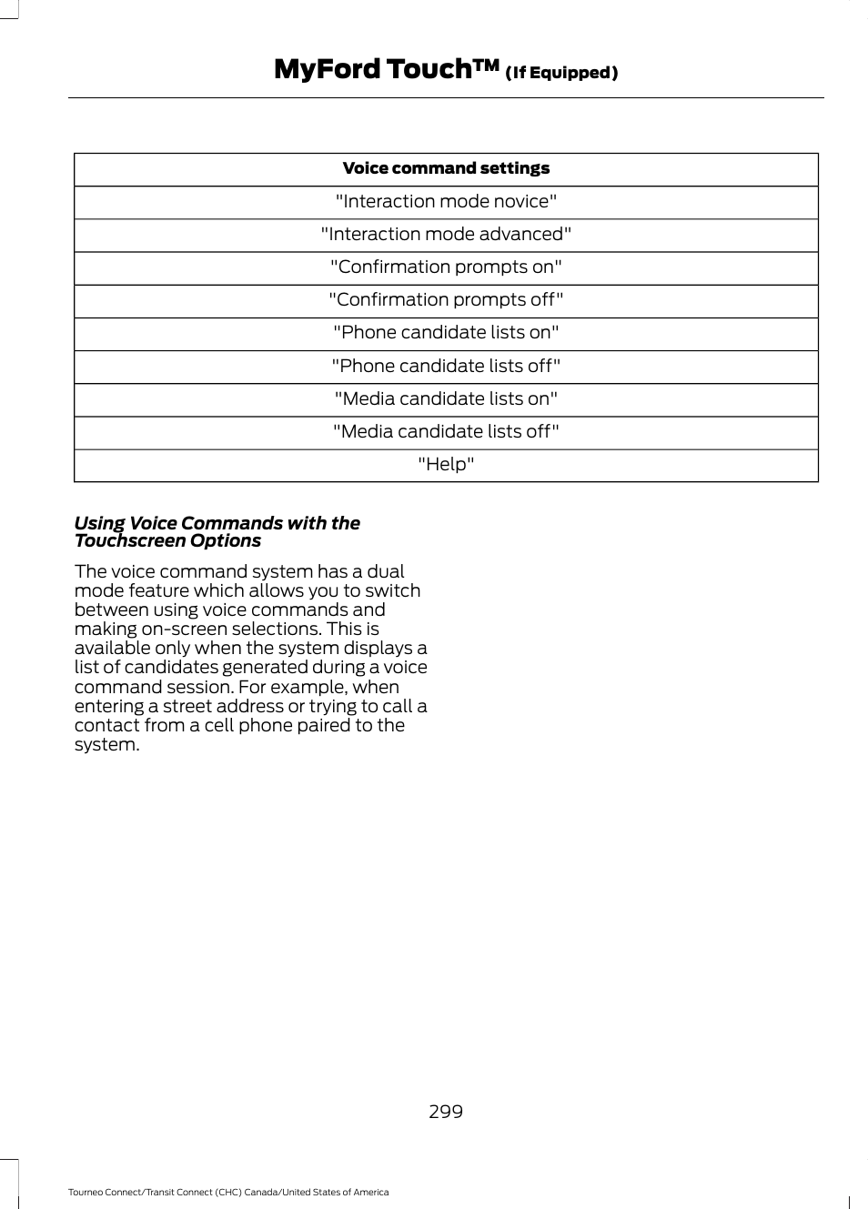 Myford touch | FORD 2014 Transit Connect v.1 User Manual | Page 302 / 401