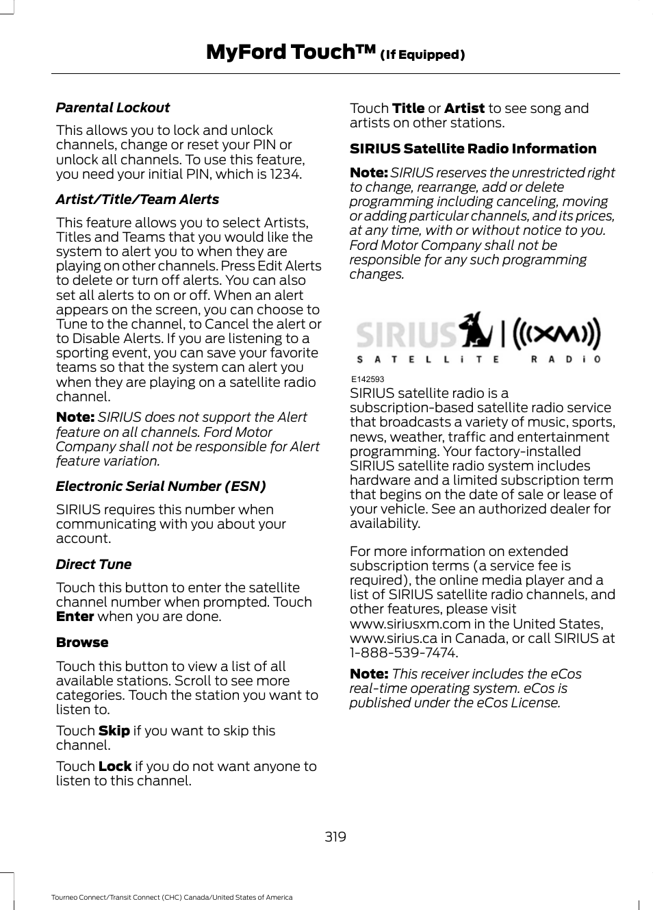 Myford touch | FORD 2014 Transit Connect v.1 User Manual | Page 322 / 401