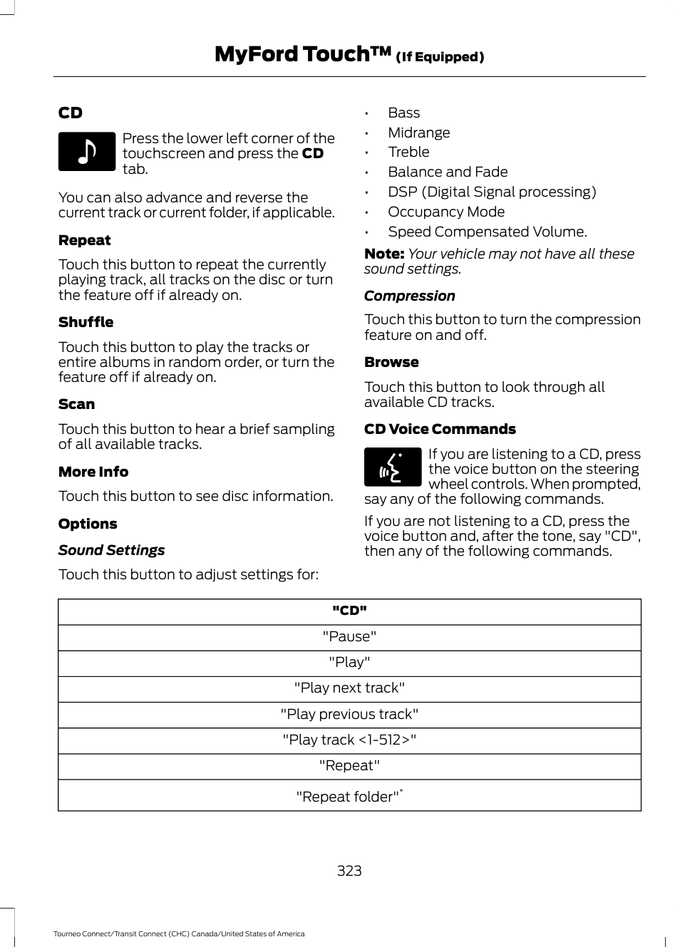 Myford touch | FORD 2014 Transit Connect v.1 User Manual | Page 326 / 401