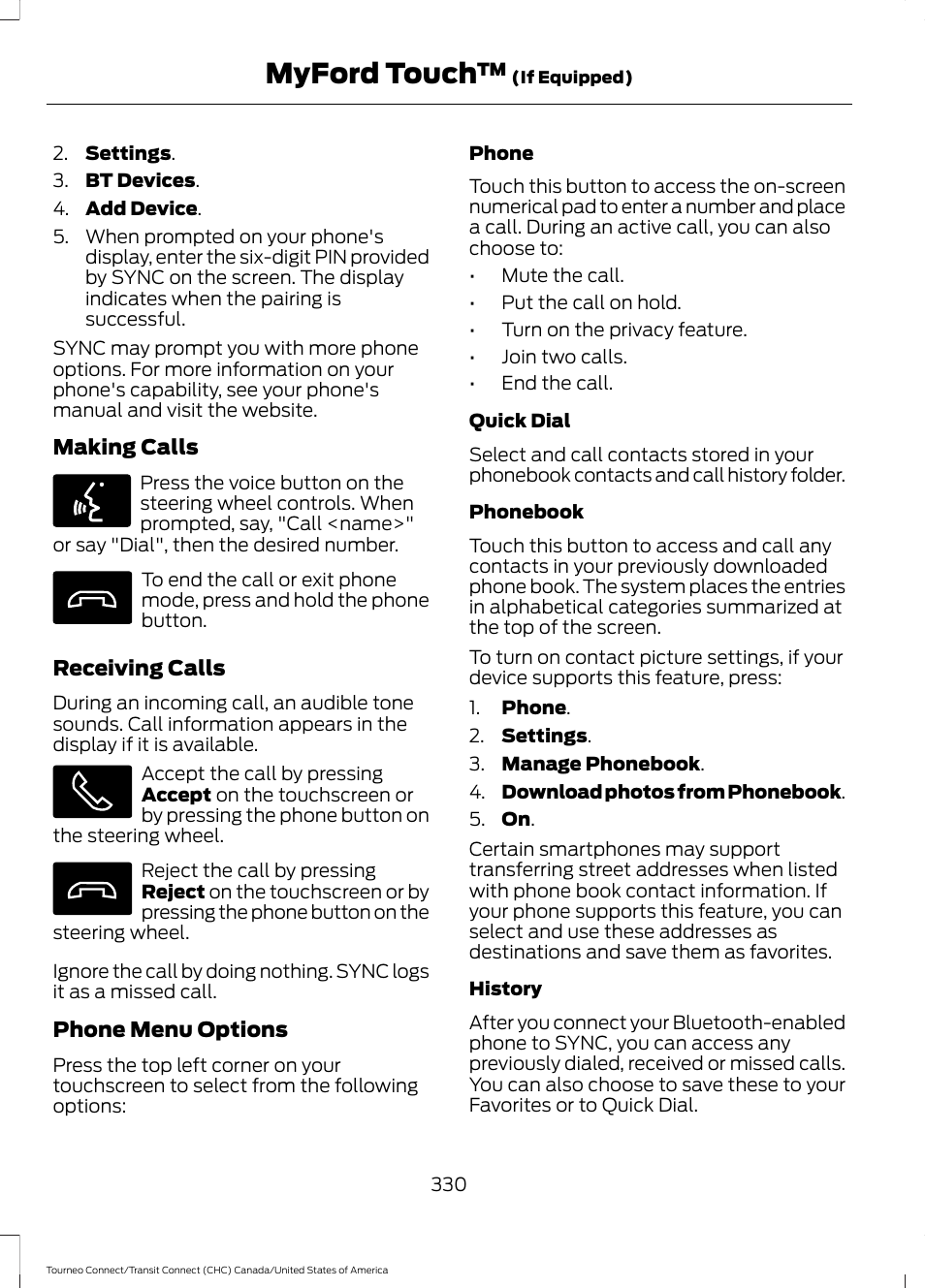 Myford touch | FORD 2014 Transit Connect v.1 User Manual | Page 333 / 401