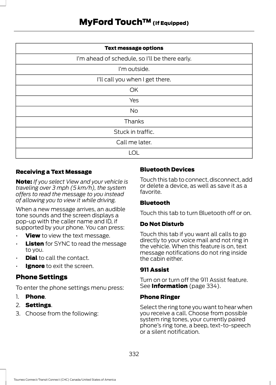 Myford touch | FORD 2014 Transit Connect v.1 User Manual | Page 335 / 401