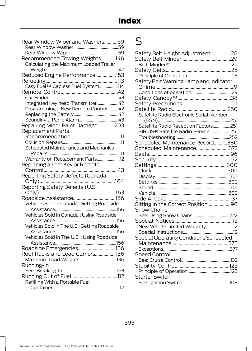 Index | FORD 2014 Transit Connect v.1 User Manual | Page 398 / 401