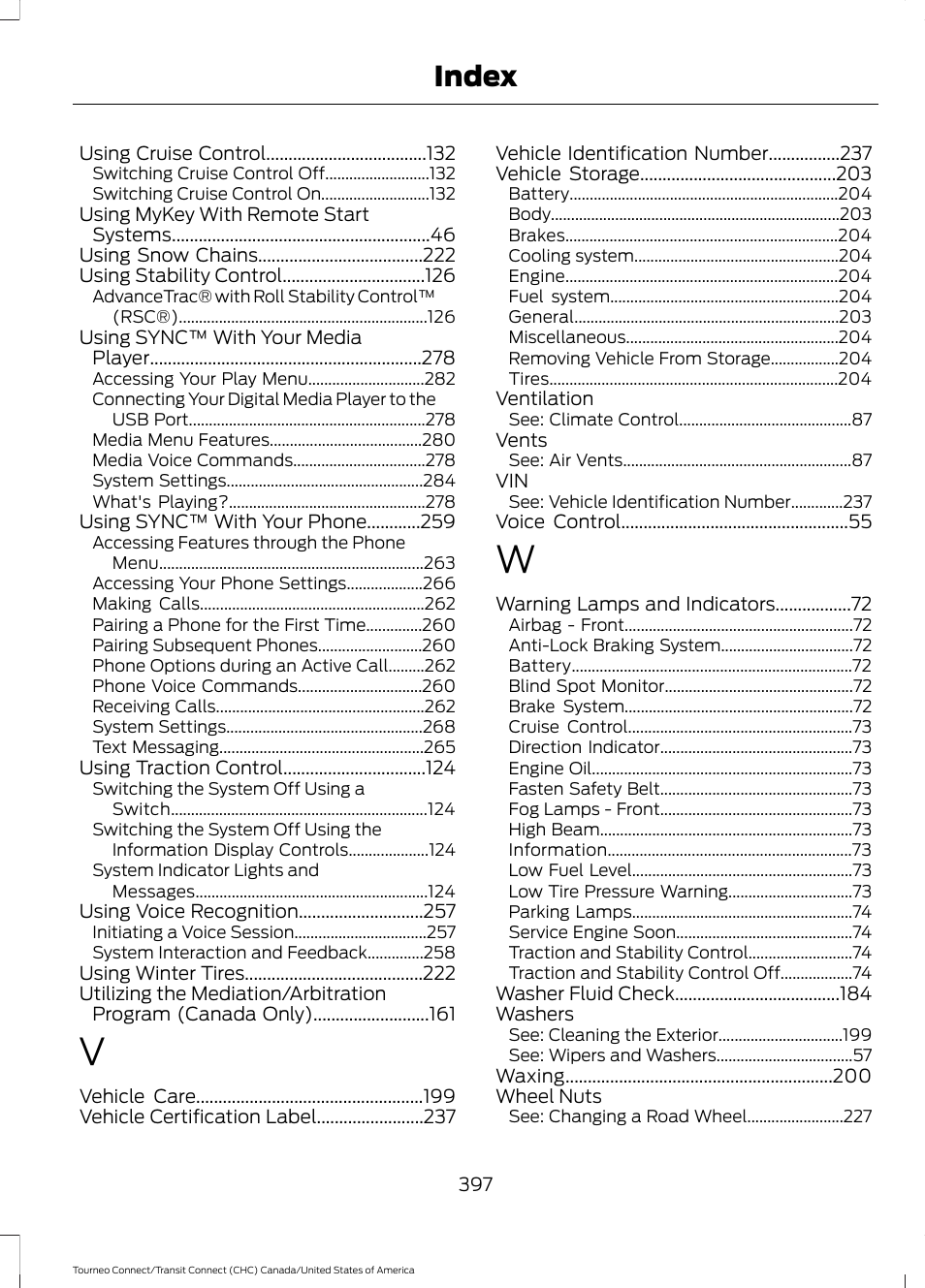 Index | FORD 2014 Transit Connect v.1 User Manual | Page 400 / 401