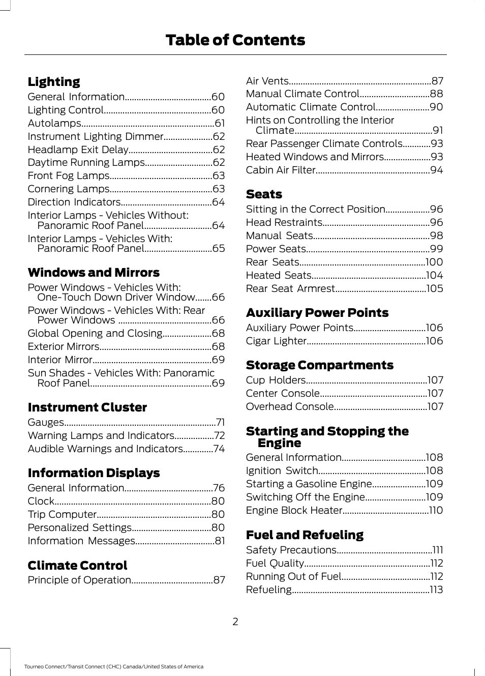 FORD 2014 Transit Connect v.1 User Manual | Page 5 / 401