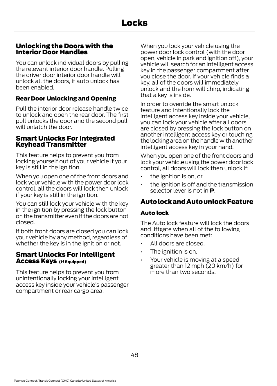 Locks | FORD 2014 Transit Connect v.1 User Manual | Page 51 / 401