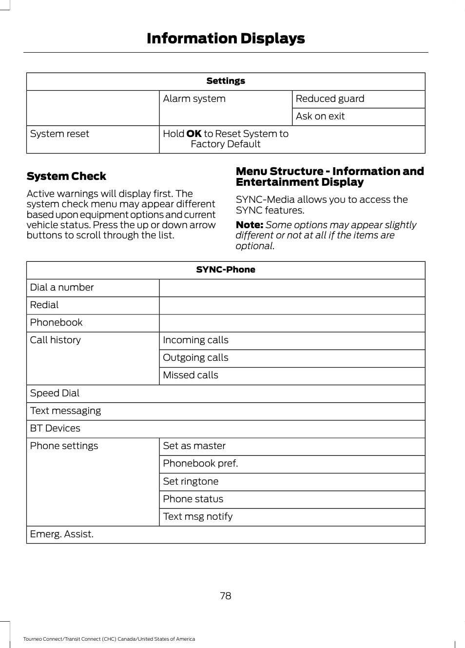 Information displays | FORD 2014 Transit Connect v.1 User Manual | Page 81 / 401