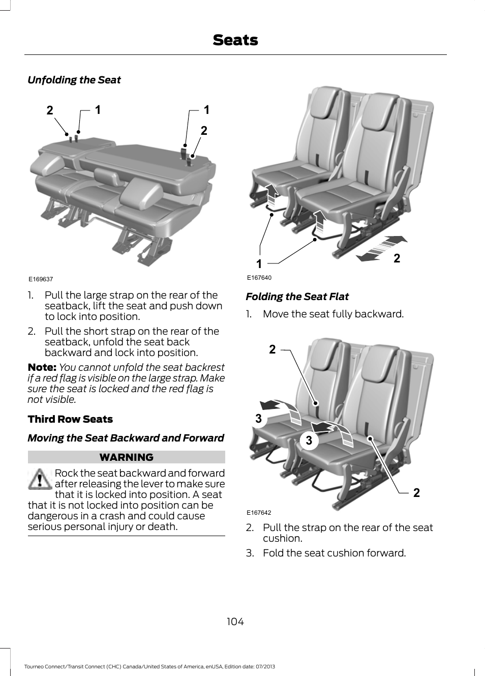 Seats | FORD 2014 Transit Connect v.2 User Manual | Page 107 / 404