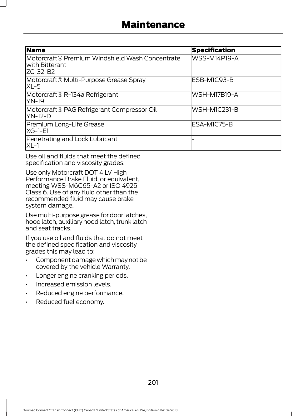 Maintenance | FORD 2014 Transit Connect v.2 User Manual | Page 204 / 404