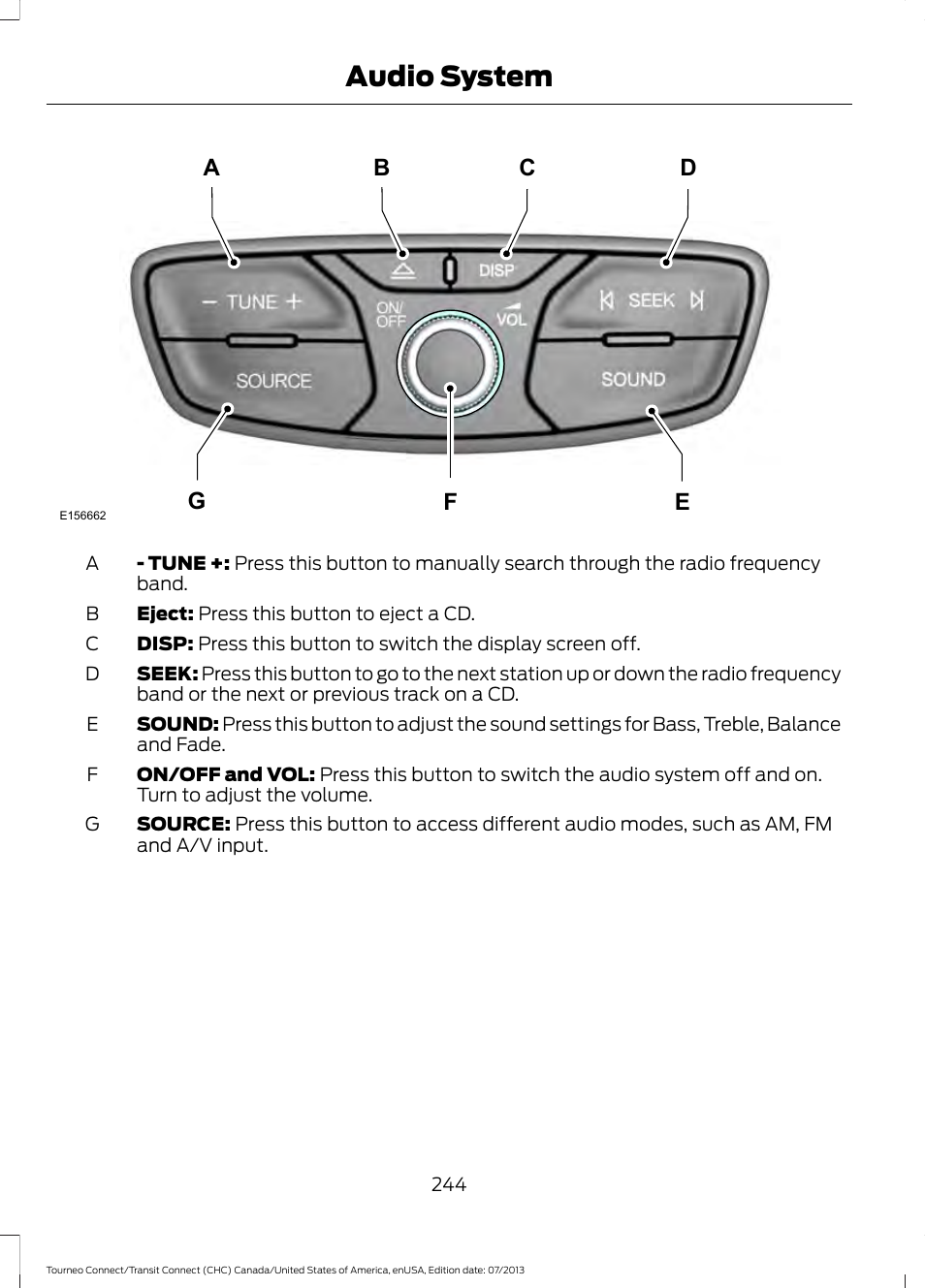 Audio system | FORD 2014 Transit Connect v.2 User Manual | Page 247 / 404