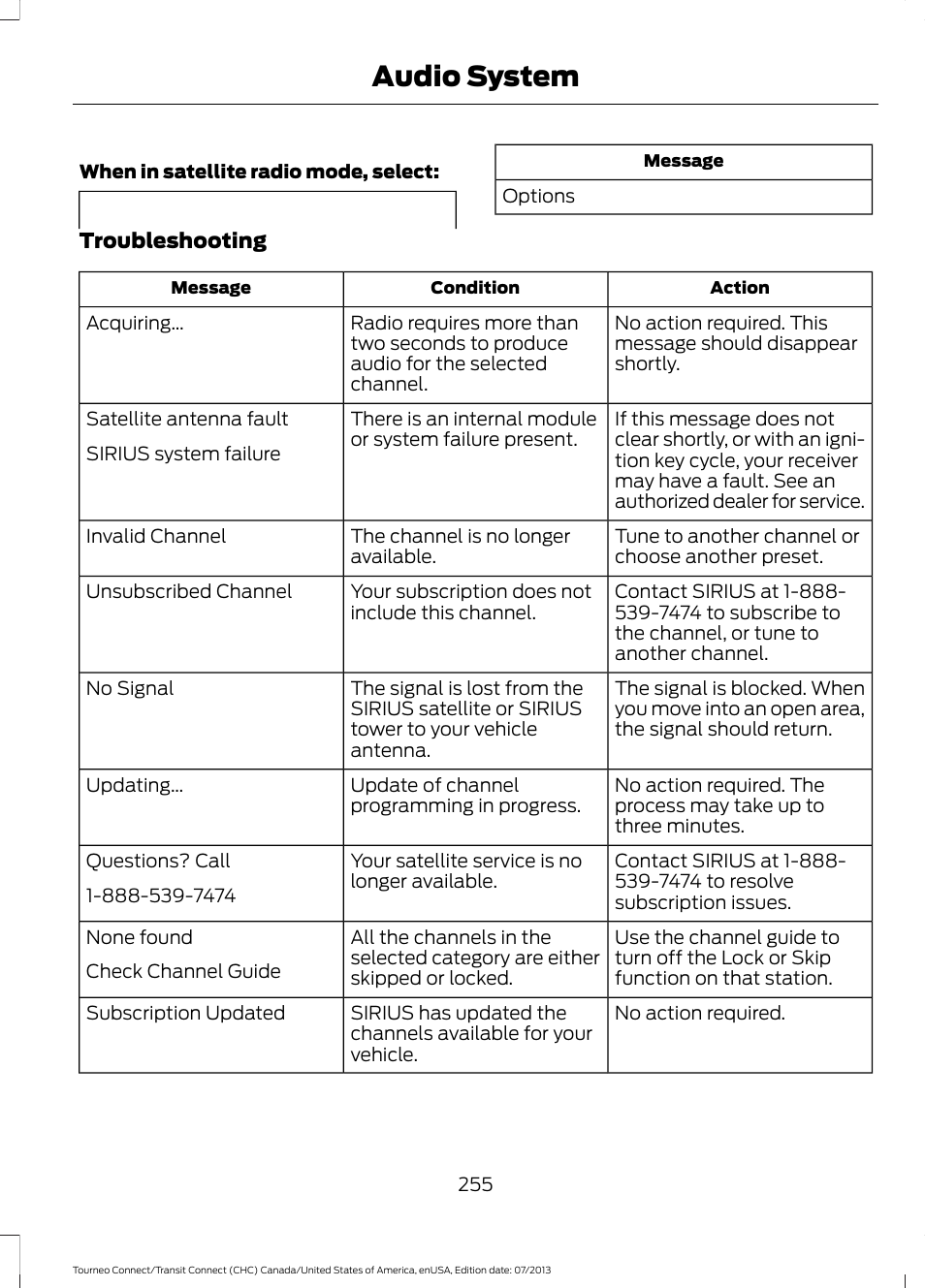 Audio system | FORD 2014 Transit Connect v.2 User Manual | Page 258 / 404