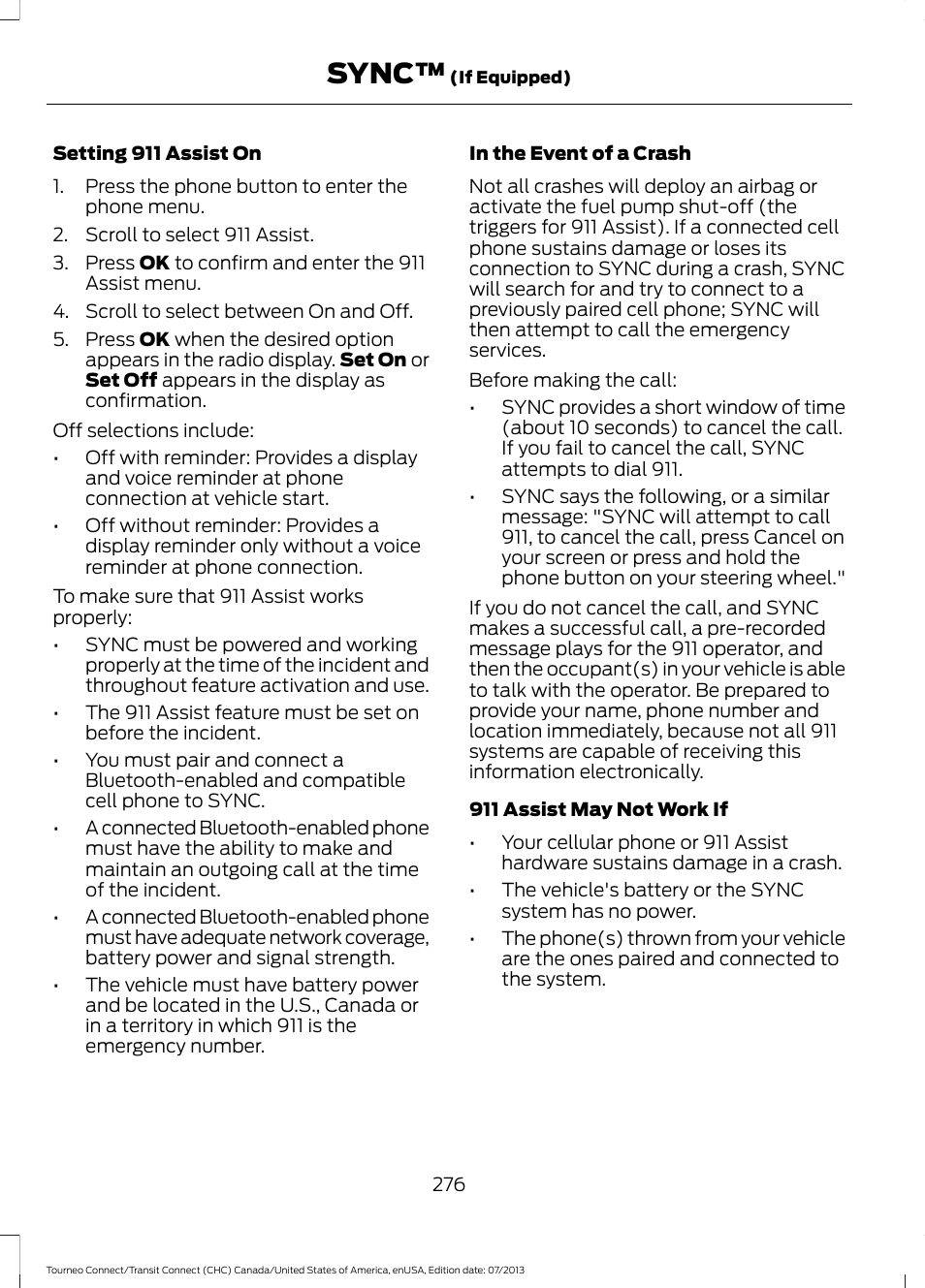 Sync | FORD 2014 Transit Connect v.2 User Manual | Page 279 / 404