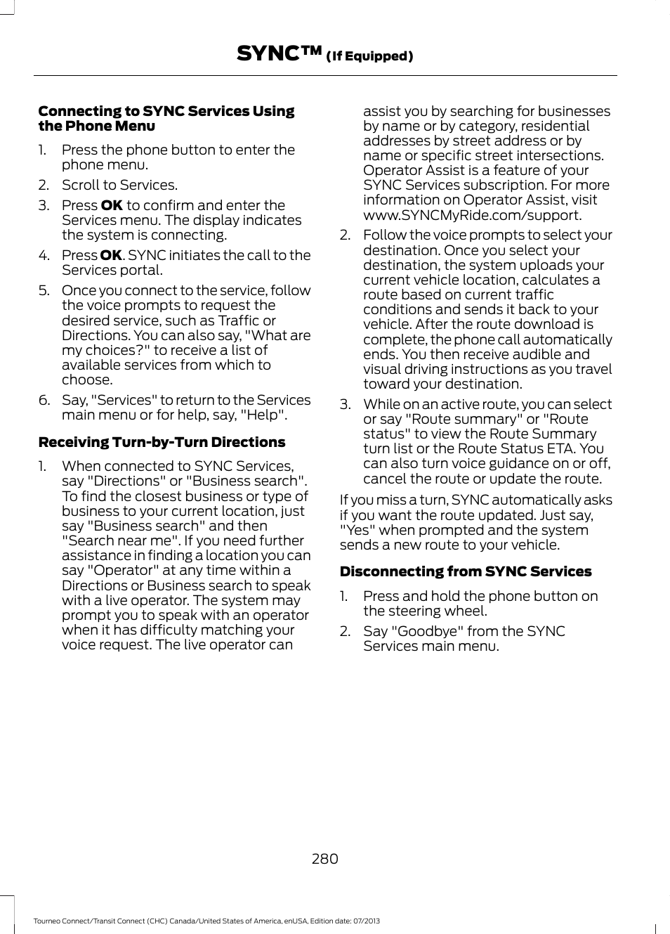 Sync | FORD 2014 Transit Connect v.2 User Manual | Page 283 / 404