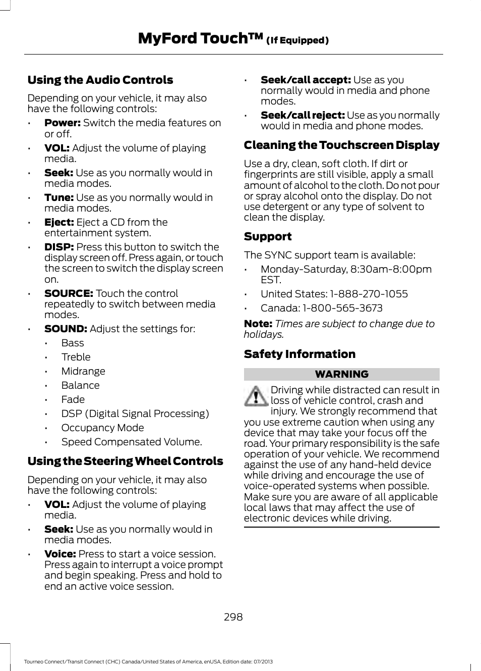 Myford touch | FORD 2014 Transit Connect v.2 User Manual | Page 301 / 404