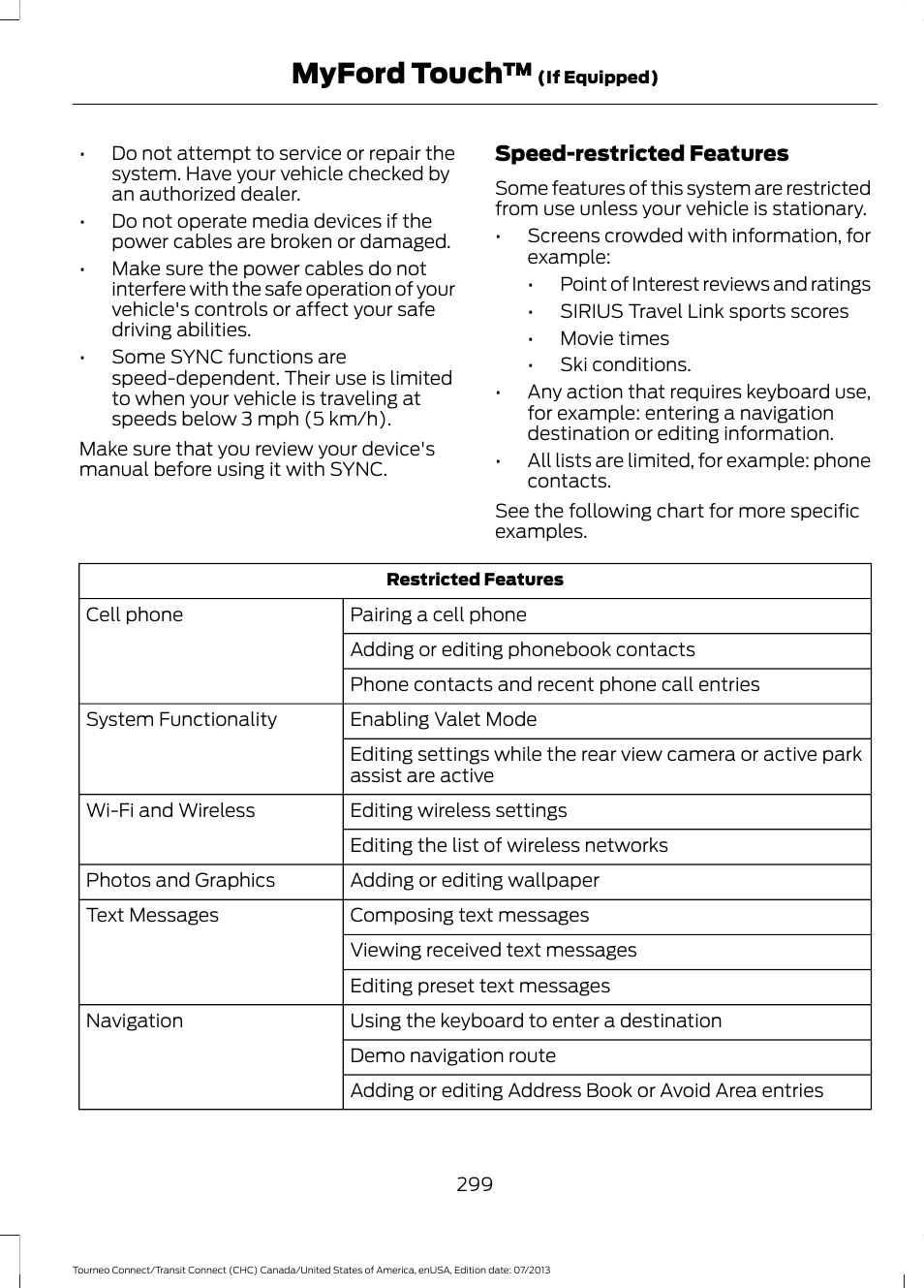 Myford touch | FORD 2014 Transit Connect v.2 User Manual | Page 302 / 404