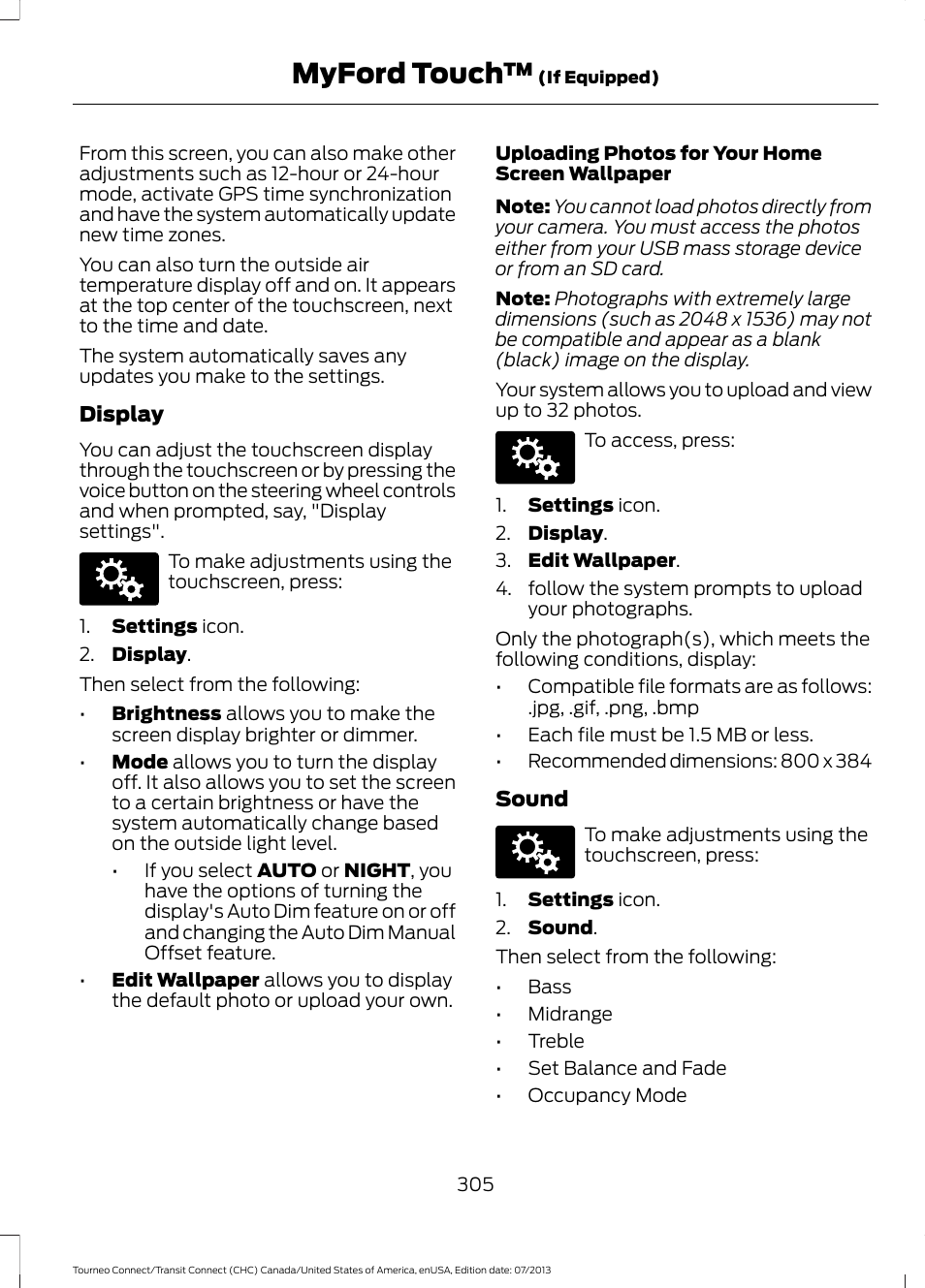 Myford touch | FORD 2014 Transit Connect v.2 User Manual | Page 308 / 404