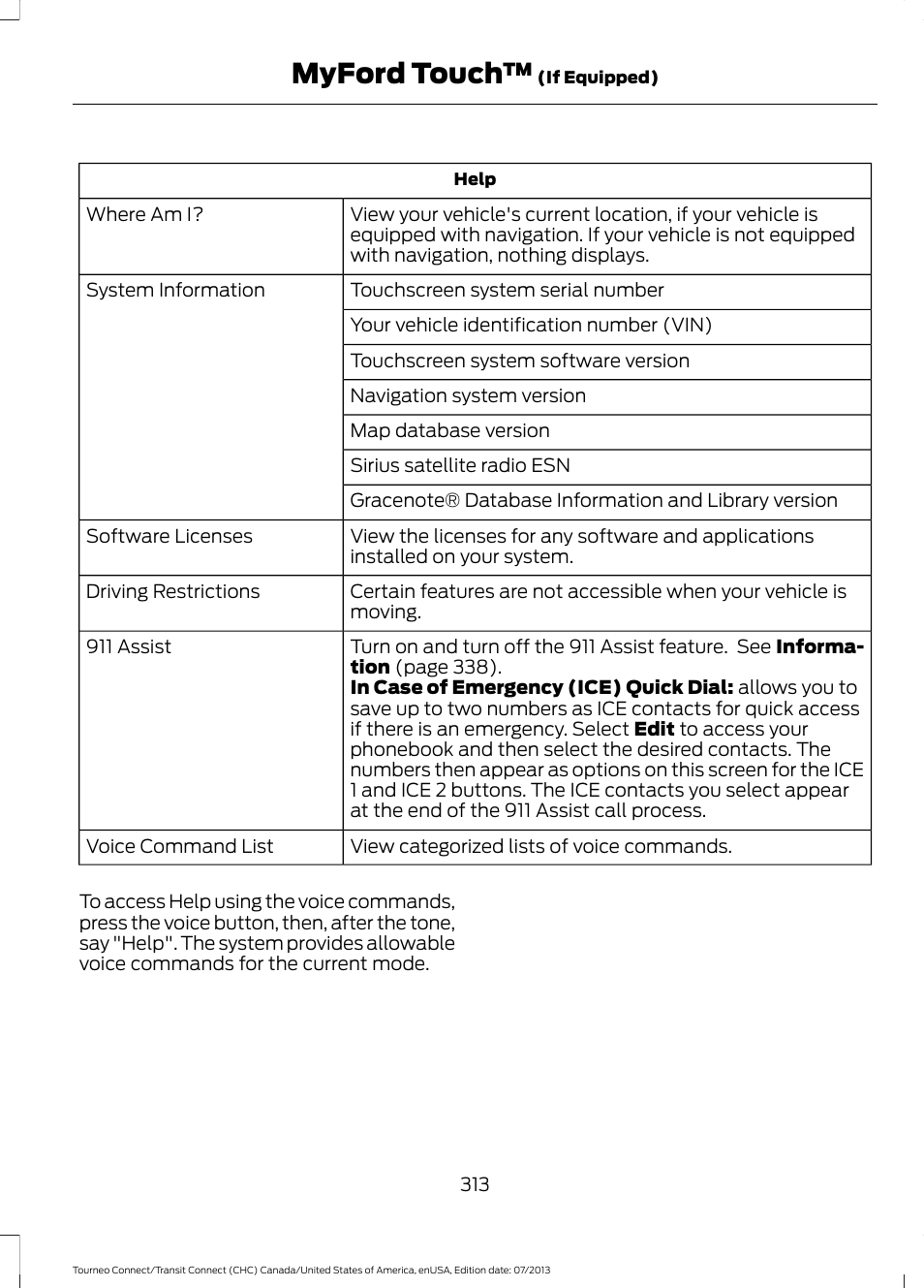 Myford touch | FORD 2014 Transit Connect v.2 User Manual | Page 316 / 404