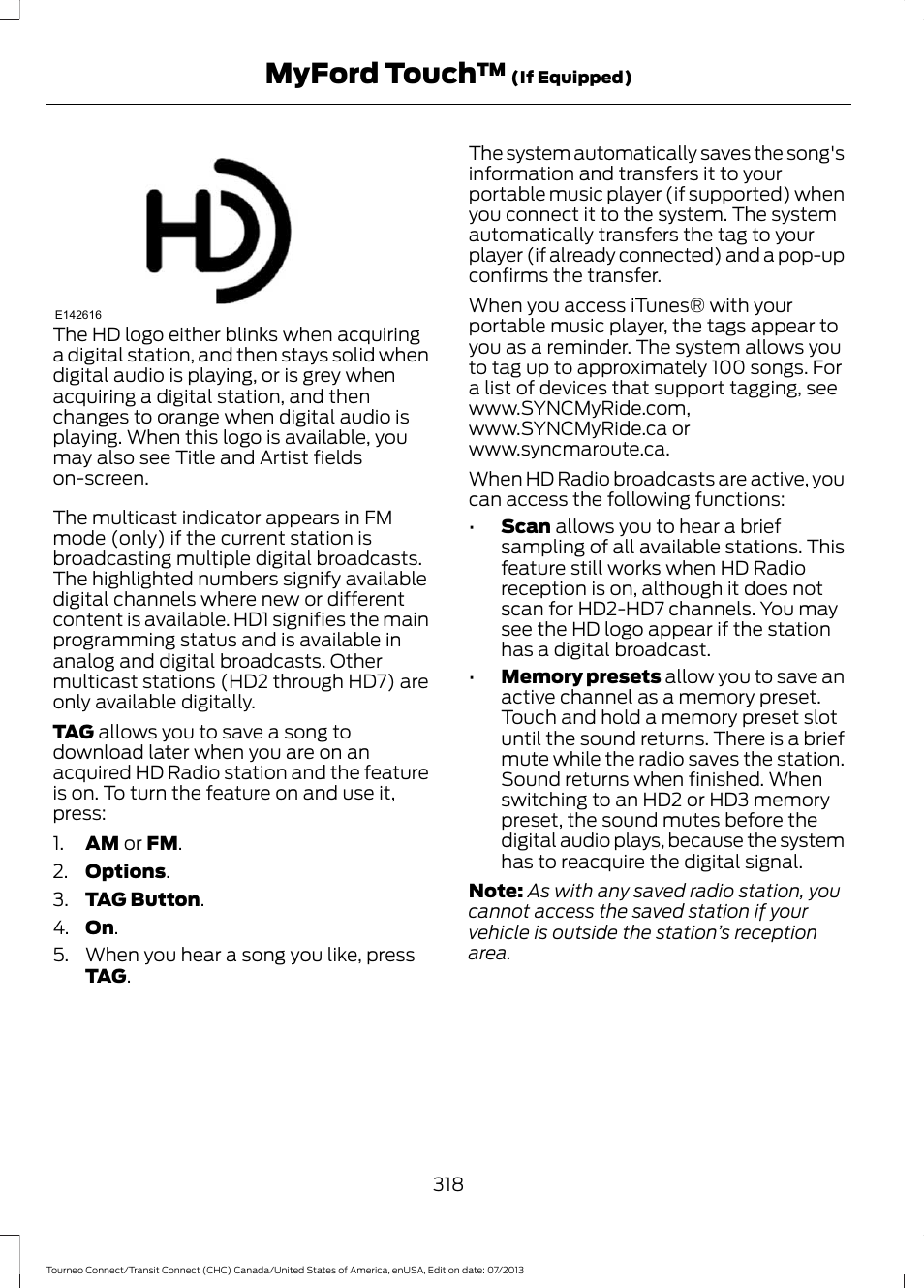 Myford touch | FORD 2014 Transit Connect v.2 User Manual | Page 321 / 404