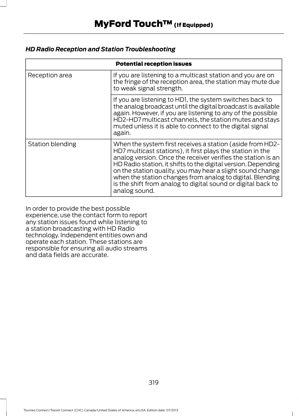 Myford touch | FORD 2014 Transit Connect v.2 User Manual | Page 322 / 404