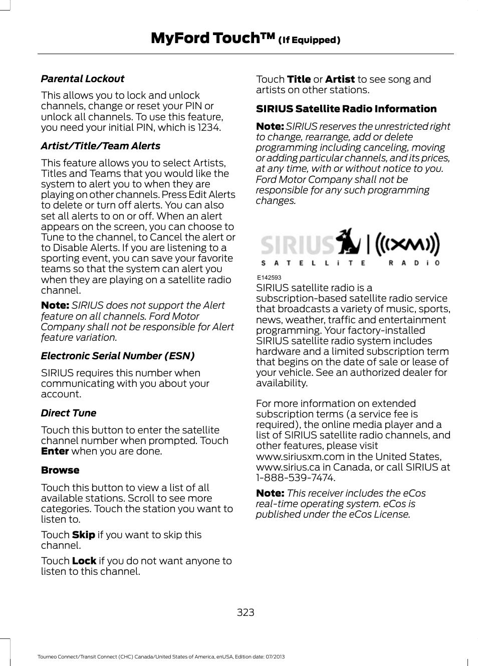 Myford touch | FORD 2014 Transit Connect v.2 User Manual | Page 326 / 404