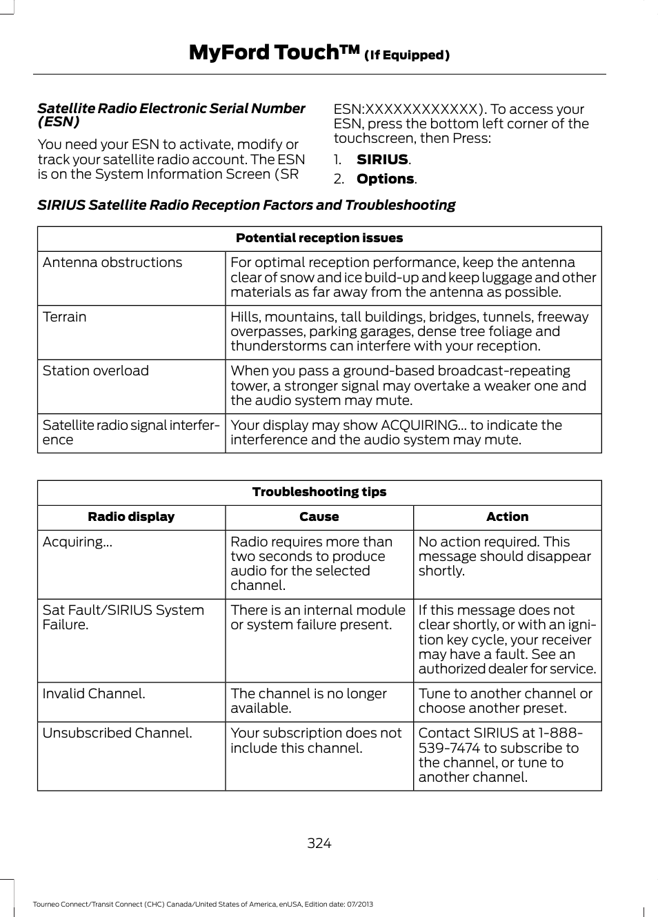 Myford touch | FORD 2014 Transit Connect v.2 User Manual | Page 327 / 404